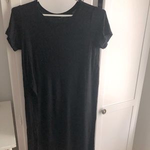 Cotton T shirt long top with long side slits